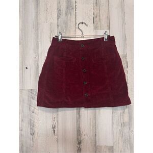 American Eagle Hi-Rise A-Line Burgundy Corduroy Mini Skirt 100% cotton